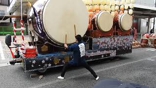 Playing Japanese drums in Iida Oneri Festival 2022