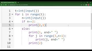 Indivisible Permutation || CodeChef || STARTERS 19 || 100% accepted solution|| subscribe the channel