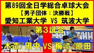 【卓球】木造/田中(愛工大)vs 梅崎/原田(筑波大) 第89回全日本大学総合卓球選手権大会 男子決勝戦 第３試合