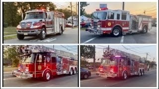 Totowa NJ Fire Department Rescue 4, Engine 973 and Truck 1 Responding on Union Blvd to Bogart St