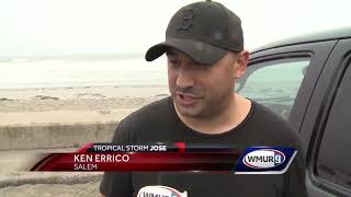 Waves from Jose crash along Hampton seawall