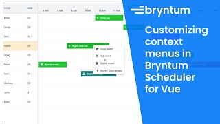 Customizing context menus in Bryntum Scheduler for Vue