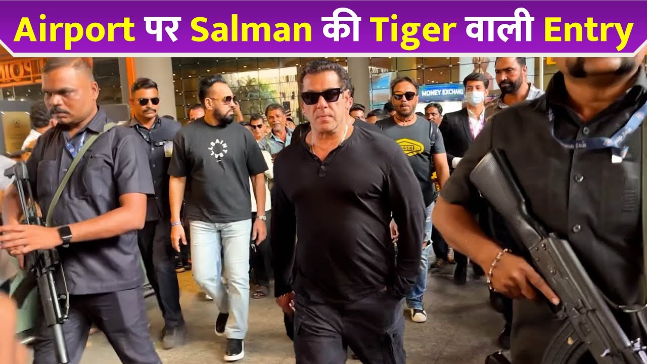 Salman Khan अपनी Y+ Security के साथ दिखे Mumbai Airport पर ! - YouTube