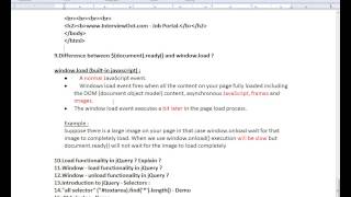 EXPLAIN DIFFERENCE BETWEEN DOCUMENT READY WINDOW LOAD