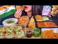 ASMR INDIAN STREET FOOD MUKBANG | EATING DAHI PURI, PAV BHAJI, SAMOSA, KACHORI, JALEBI #shorts