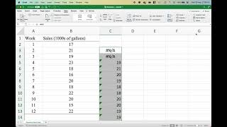Developing Simple Moving Average Model in Excel