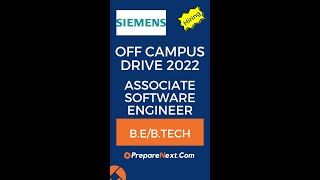 Siemens Off Campus Drive 2022 | Associate Software Engineer | IT Job | Engineering Job | Chennai