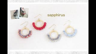 【ハンドメイド】簡単リバーシブルフープピアスの作り方　ビーズステッチ　ビーズのリングピアスの編み方 Reversible earrings