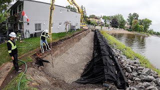 Mass Concrete Pour with Boom Truck (Flood Water Control Wall)