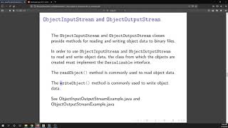 ObjectOutputStream and ObjectInputStream