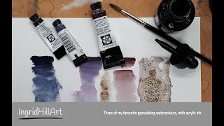Three of my favourite granulating watercolours and using granulation medium with acrylic ink.