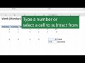 subtraction in microsoft excel