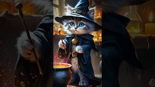 The Wizard Cat Brewing Spells! ✨🐱🔥. #shorts #cat #animals