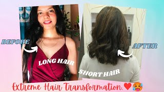 *EXTREME* Hair transformation Long to short + Highlights and Global hair colour.My First Vlog😍