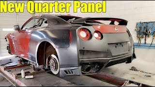 Rebuilding My wrecked Nissan GTR Quarter Panel Replaced!