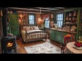 warm cabin in winter snowstorm ambience peaceful snow and fireplace sounds for deep sleep