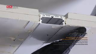 KLUS LLC - the KOZUS-50 extrusion creates a wide line of light, flush with the ceiling surface