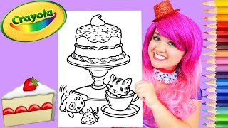 Coloring Kitty & Puppy Birthday Cake Crayola Coloring Page Prismacolor Pencils | KiMMi THE CLOWN