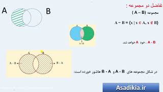 ریاضی نهم فصل اول درس سوم _ اجتماع ، اشتراک و تفاضل مجموعه ها