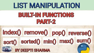 Built-In Functions | List functions in Python | Python Tutorial | Part-9 | Class -XI | IP | CS