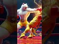 Yellow cat and white cat fighting.       #realm AI##