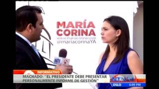 María Corina habla en NTN24 sobre presentación del informe de gestión de Maduro