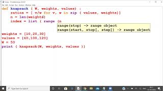 Greedy Fractional Knapsack Python