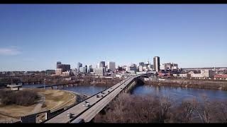 Richmond Skyline, Virginia, James River, 4K footage
