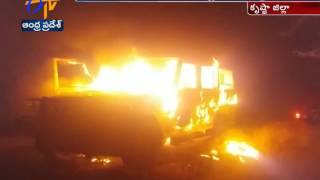 Fire Catches Bolero Car At Nandivada of Krishna Dist