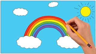 How to Draw Rainbow Coloring Pages Step by Step for Kids | Art Colours for Children