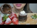 mini lava cake with juicy strawberries with nutella *no talking food sounds n.e let s eat