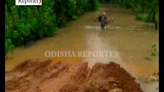 Water of Baitarani River crosses danger mark at Anandapur in Keonjhar