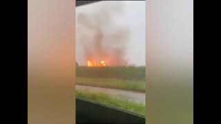 Raio provoca fogo em tanque de álcool de usina em Campo Florido