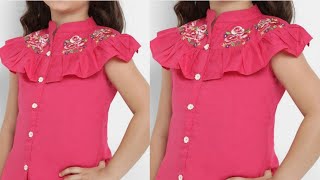 new Designer collar neck baby top / cutting and stitching 10 to 12 year baby girl