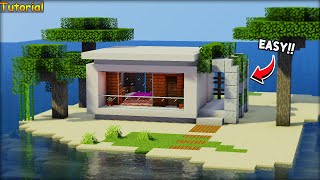 ⚡Minecraft:สอนสร้างบ้านโมเดิร์นบนเกาะกลางทะเล !!| Modern House Tutorial⚡