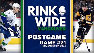 RINK WIDE POST-GAME: Vancouver Canucks at Pittsburgh Penguins | Game 21 - Nov. 27, 2024