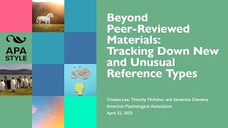Beyond Peer-Reviewed Materials—Tracking Down New and Unusual Reference Types