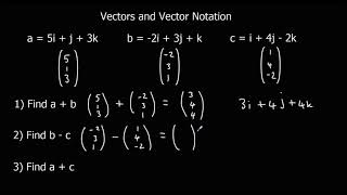 Vectors and Vector Notation