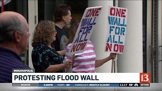 Flood wall protest