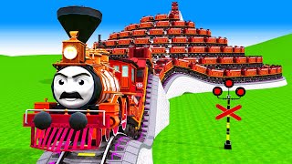 【踏切アニメ】あぶない電車 3 RED TRAIN Climbing Pyramid 🚦Fumikiri3D |Railroad Crossing Animation #1