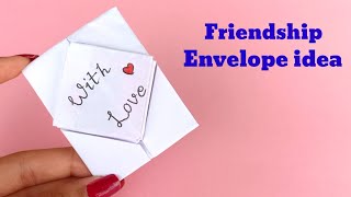 DIY - SURPRISE FRIENDSHIP DAY MESSAGE CARD | Pull Tab Origami Envelope Card | Letter Folding Origami