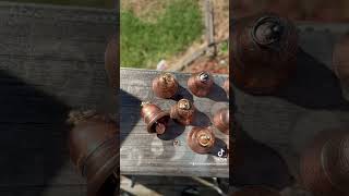 Copper bells from copper rounds, fallen Angel custom coins, coins into jewelry