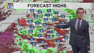 Stormy & cooler today then warmer ahead