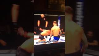Joe Rogan slips during UFC 207
