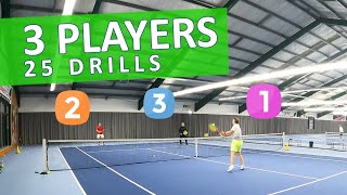 25 Tennis Drills For 3 Players 🚀 Great Practice ▶ Exercises \u0026 Games / Compilation