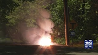 Power restored to hundreds after down wires catch fire in Westhampton