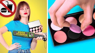 HOW TO SNEAK FOOD || When Food is Your BFF! Cool Hacks to Sneak Makeup and Candies by 123 GO! Series