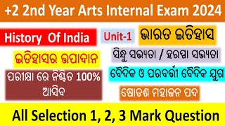 +2 2nd Year History Internal Exam 2024 || +2 History Unit-1 || Selection 1, 2, 3 Mark Question