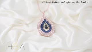 Drop With Evil Eye Design Turkish Wholesale Handmade 925 Sterling Silver Pendant