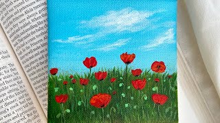 Easy poppy flowers painting for beginners/ abstract poppy flower painting with acrylic/day 14